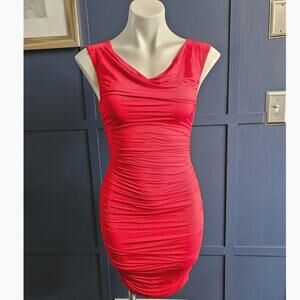 H&M Ruched Red Bodycon Mini Dress sz 4